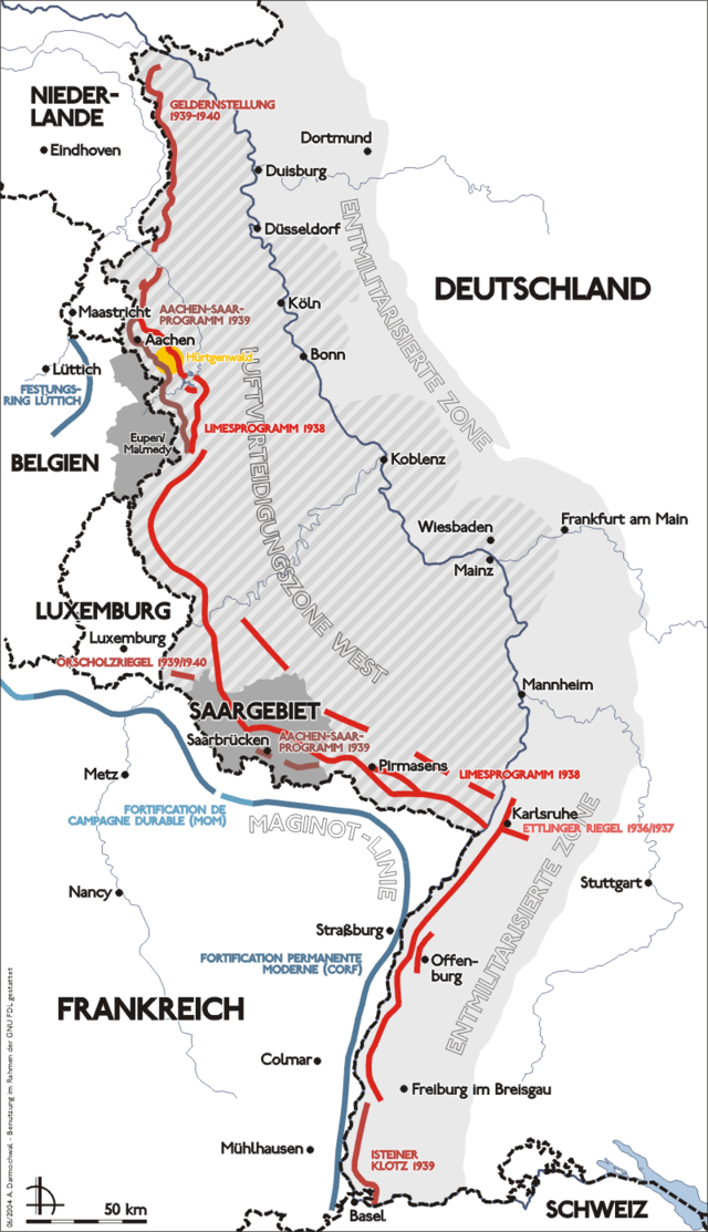 Landkaart Siegfriedlinie